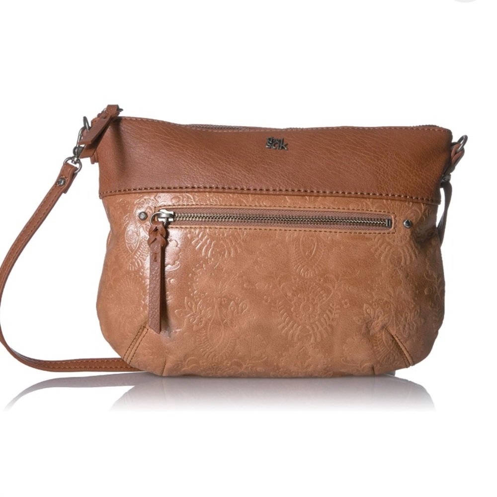The Sak -‎ Women’s Oleta Tobacco Tan floral Embossed leather crossbody bag purse